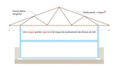 Structure de toit à longue portée